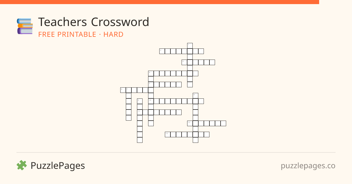 Teachers Hard printable crossword preview — free to print from PuzzlePages
