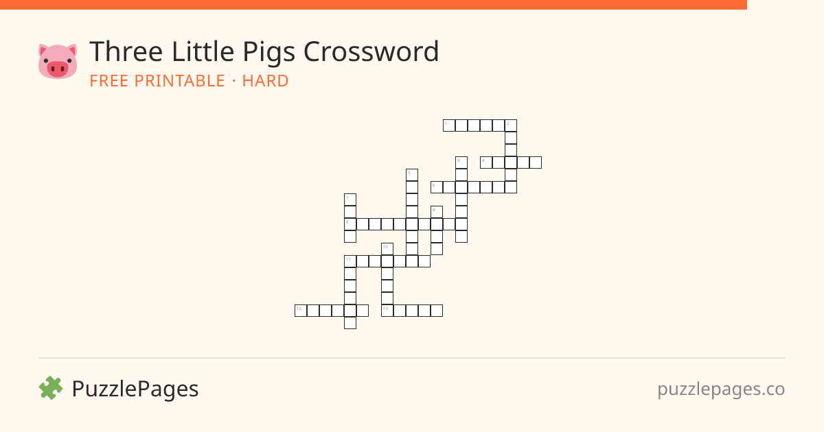 Three Little Pigs Hard printable crossword preview — free to print from PuzzlePages