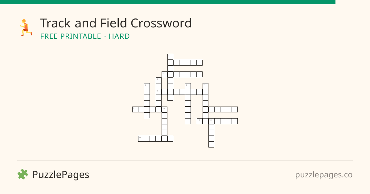 Track and Field Hard printable crossword preview — free to print from PuzzlePages