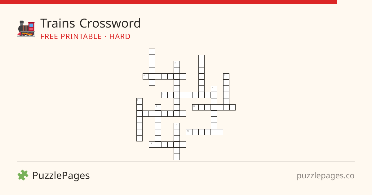 Trains Hard printable crossword preview — free to print from PuzzlePages