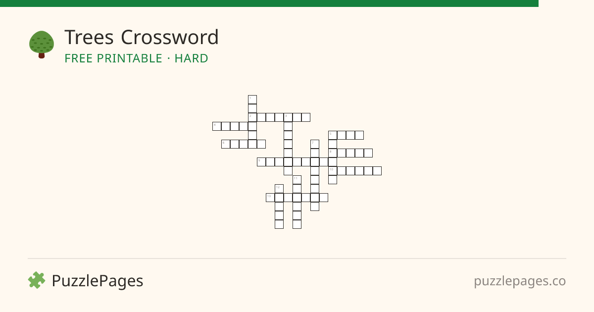 Trees Hard printable crossword preview — free to print from PuzzlePages