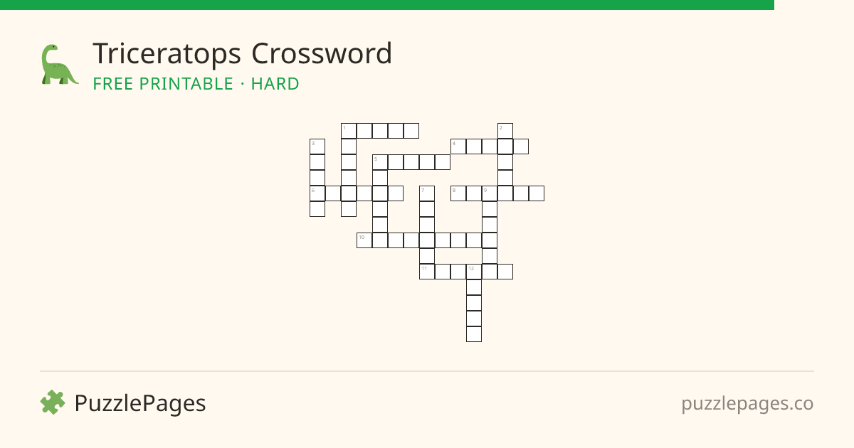 Triceratops Hard printable crossword preview — free to print from PuzzlePages