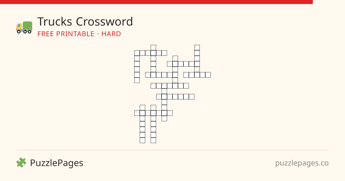 Trucks Hard printable crossword preview — free to print from PuzzlePages