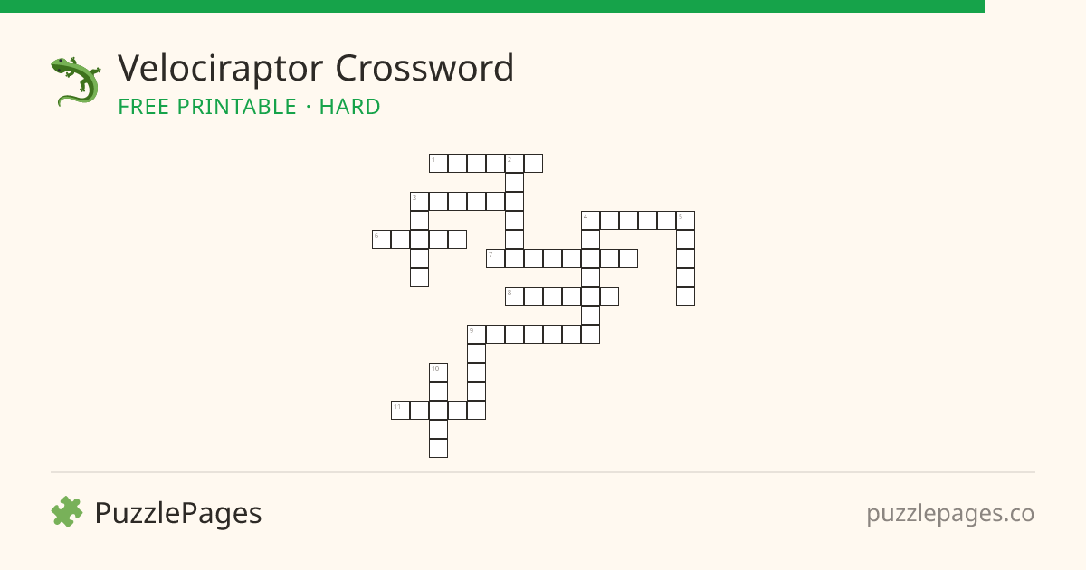 Velociraptor Hard printable crossword preview — free to print from PuzzlePages