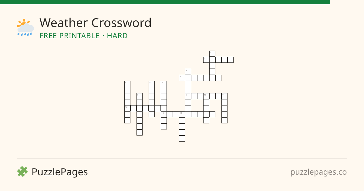 Weather Hard printable crossword preview — free to print from PuzzlePages