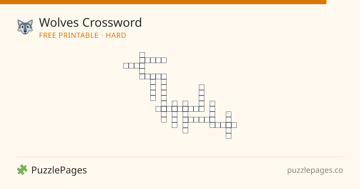 Wolves Hard printable crossword preview — free to print from PuzzlePages