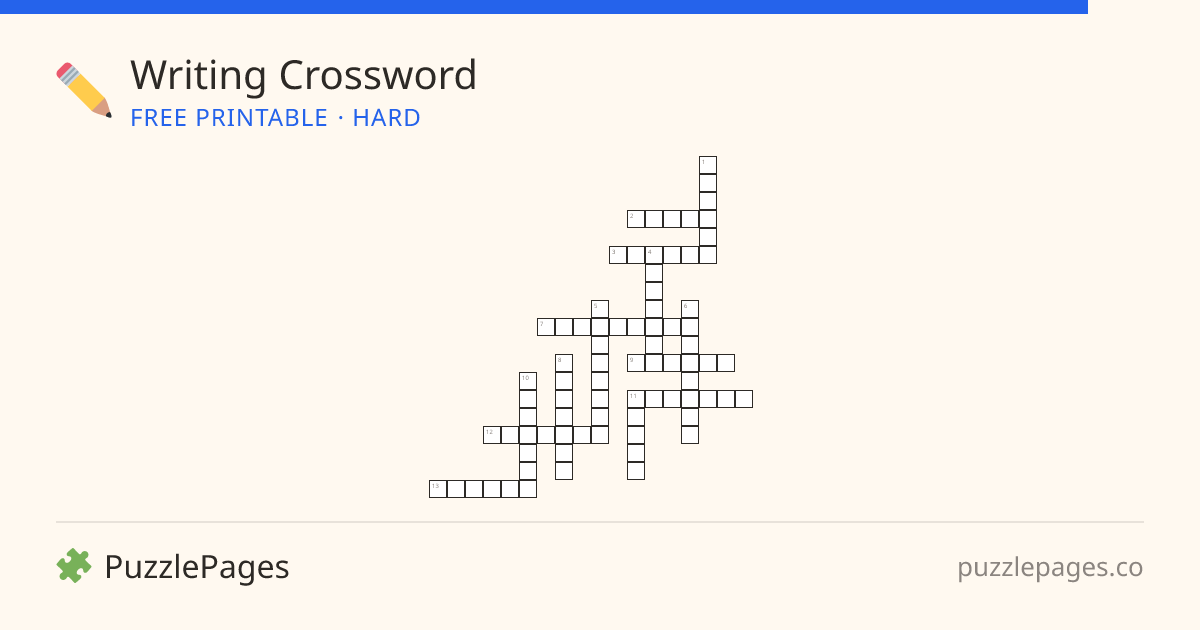 Writing Hard printable crossword preview — free to print from PuzzlePages