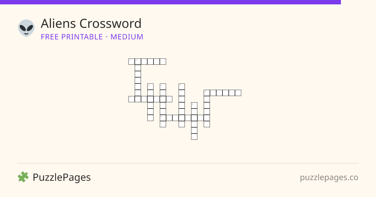 Aliens Medium printable crossword preview — free to print from PuzzlePages