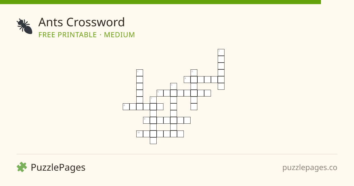 Ants Medium printable crossword preview — free to print from PuzzlePages