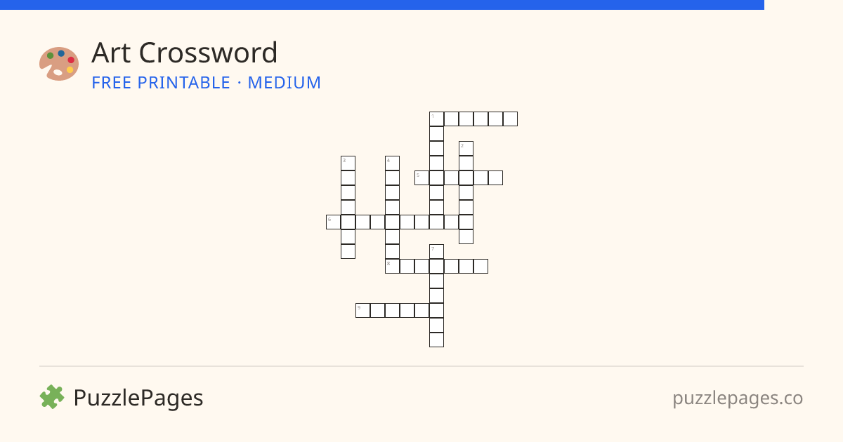 Art Medium printable crossword preview — free to print from PuzzlePages