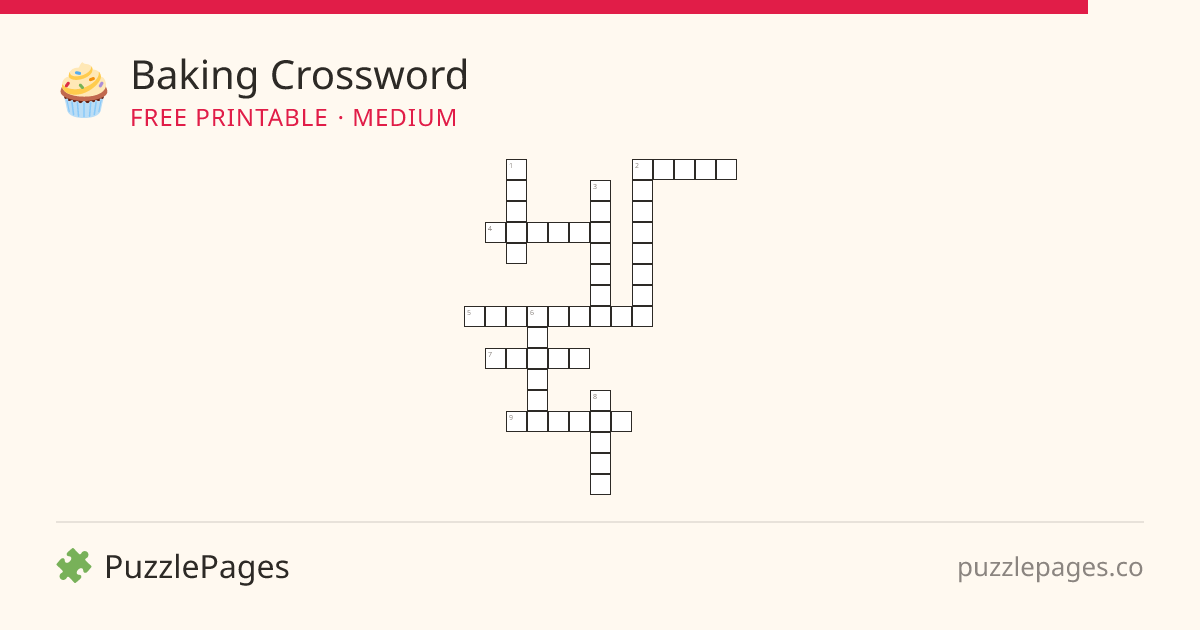 Baking Medium printable crossword preview — free to print from PuzzlePages