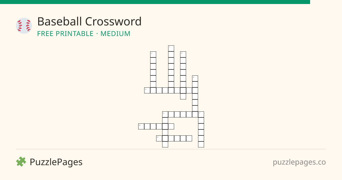 Baseball Medium printable crossword preview — free to print from PuzzlePages