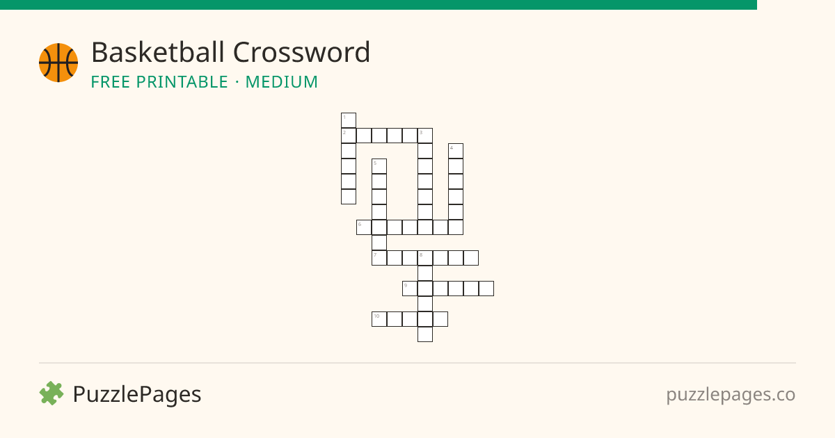 Basketball Medium printable crossword preview — free to print from PuzzlePages