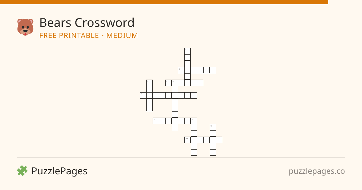 Bears Medium printable crossword preview — free to print from PuzzlePages