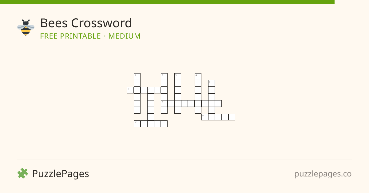 Bees Medium printable crossword preview — free to print from PuzzlePages