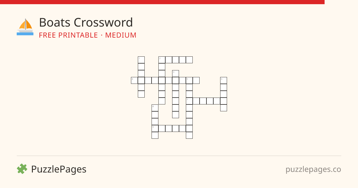 Boats Medium printable crossword preview — free to print from PuzzlePages