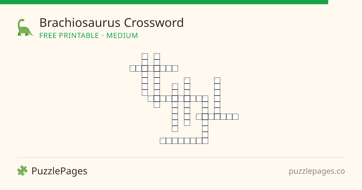 Brachiosaurus Medium printable crossword preview — free to print from PuzzlePages