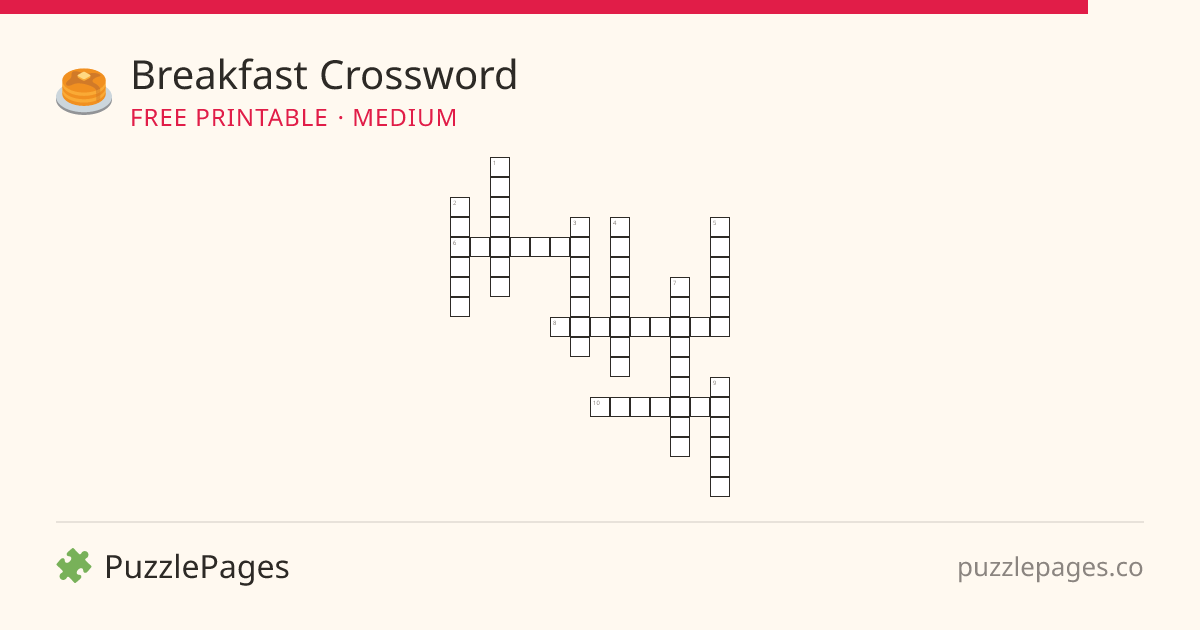 Breakfast Medium printable crossword preview — free to print from PuzzlePages
