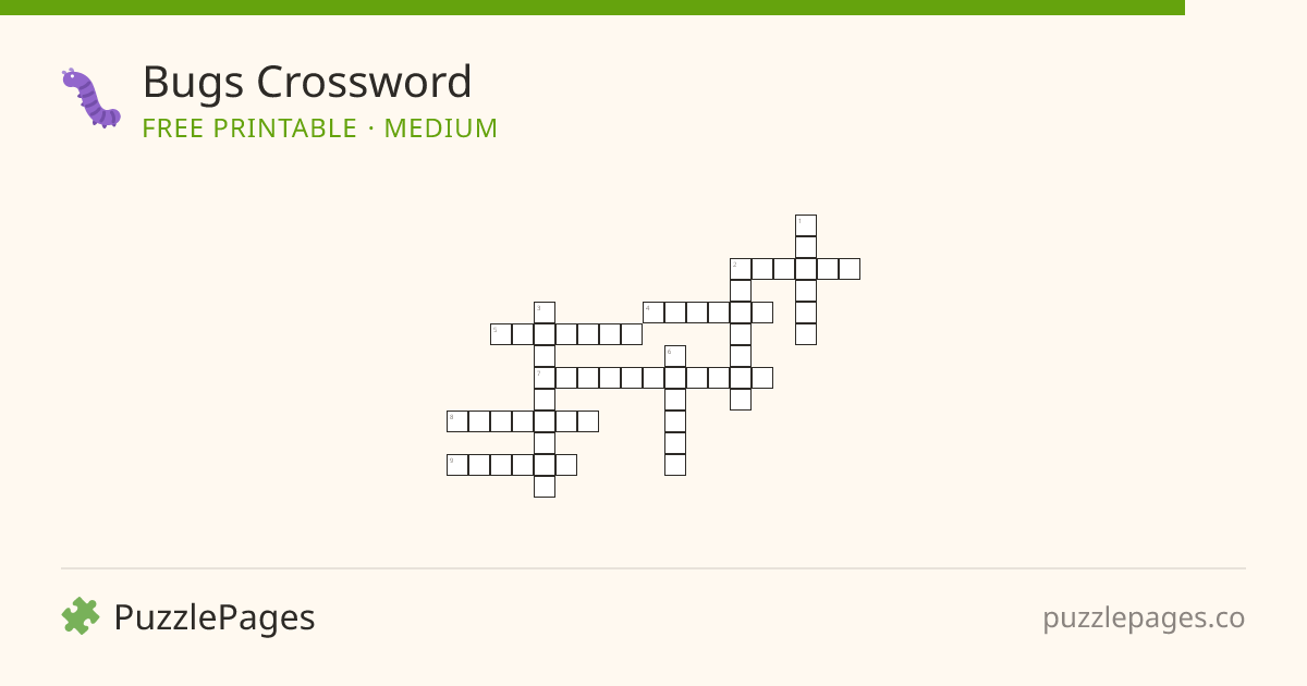Bugs Medium printable crossword preview — free to print from PuzzlePages