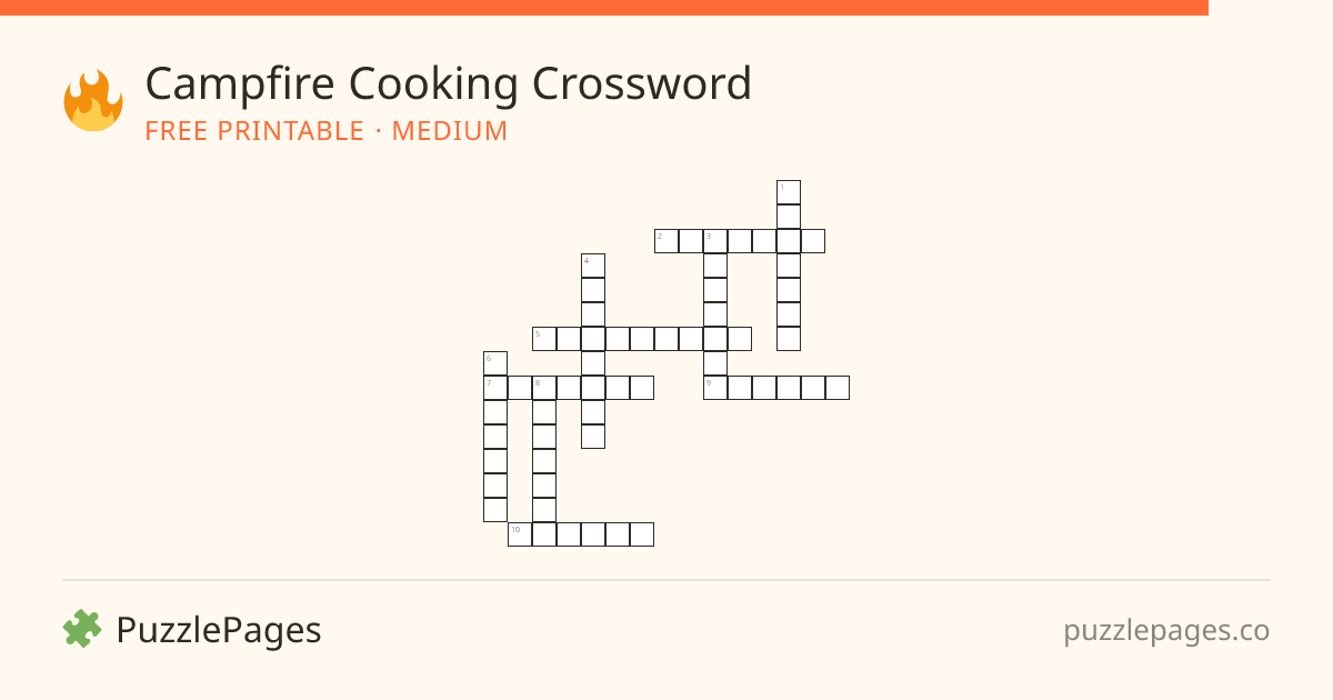 Campfire Cooking Medium printable crossword preview — free to print from PuzzlePages