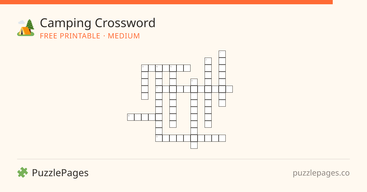 Camping Medium printable crossword preview — free to print from PuzzlePages