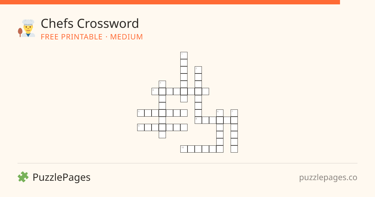 Chefs Medium printable crossword preview — free to print from PuzzlePages