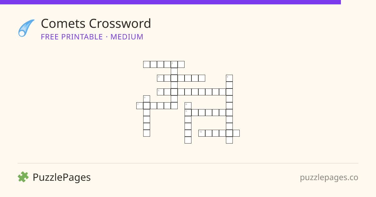 Comets Medium printable crossword preview — free to print from PuzzlePages