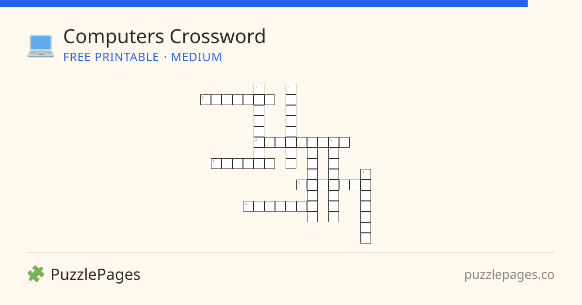 Computers Medium printable crossword preview — free to print from PuzzlePages