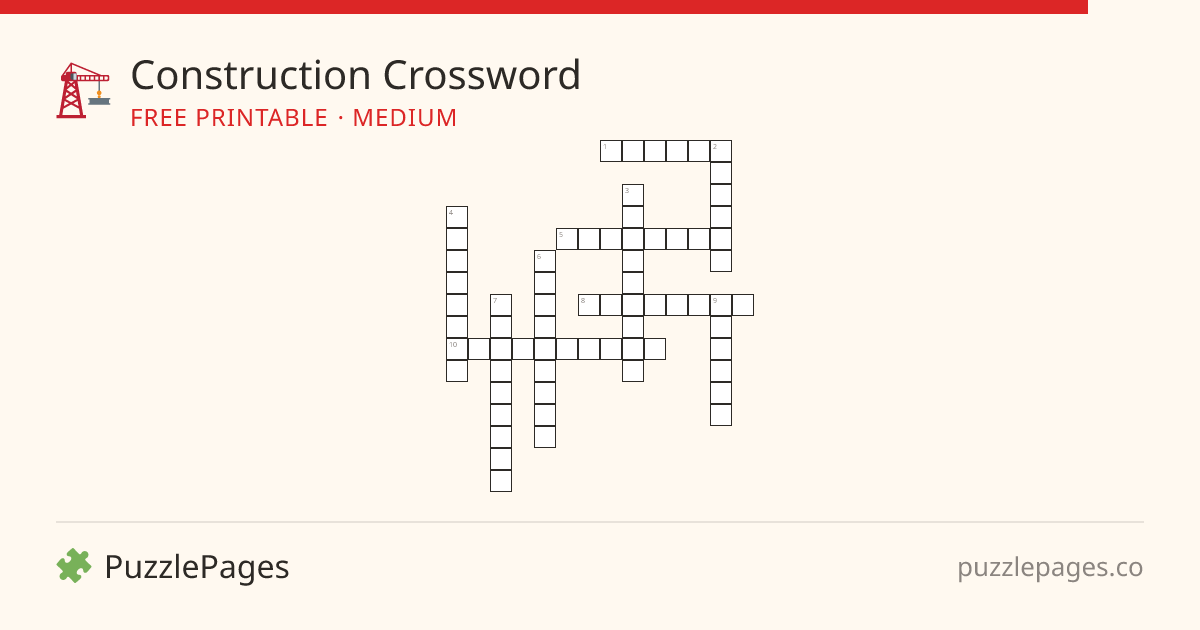 Construction Medium printable crossword preview — free to print from PuzzlePages