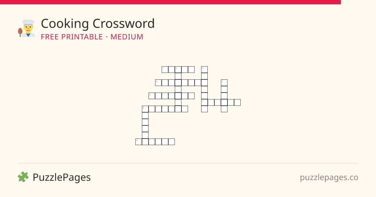 Cooking Medium printable crossword preview — free to print from PuzzlePages