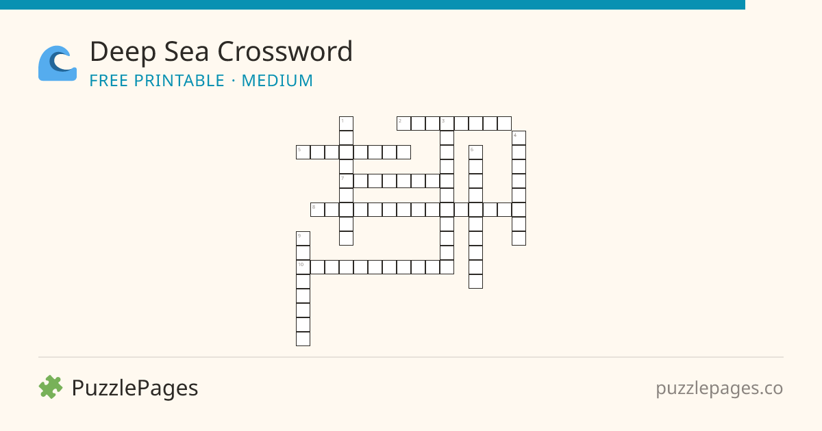 Deep Sea Medium printable crossword preview — free to print from PuzzlePages