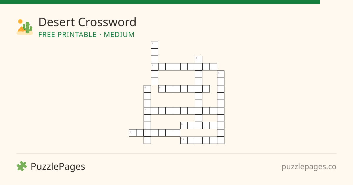 Desert Medium printable crossword preview — free to print from PuzzlePages