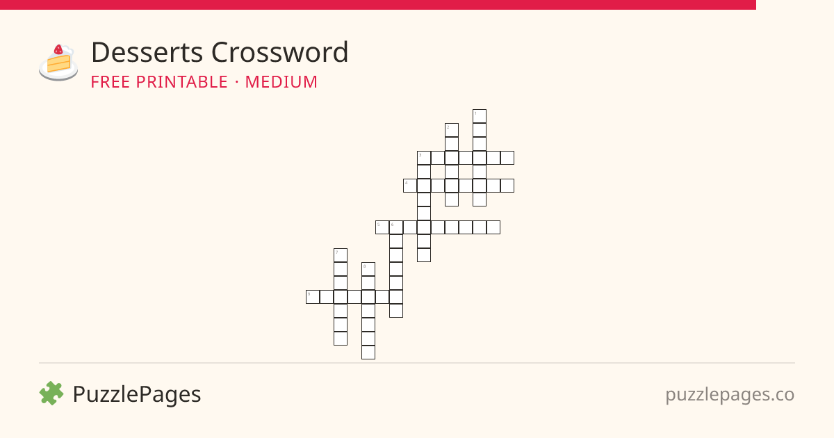 Desserts Medium printable crossword preview — free to print from PuzzlePages