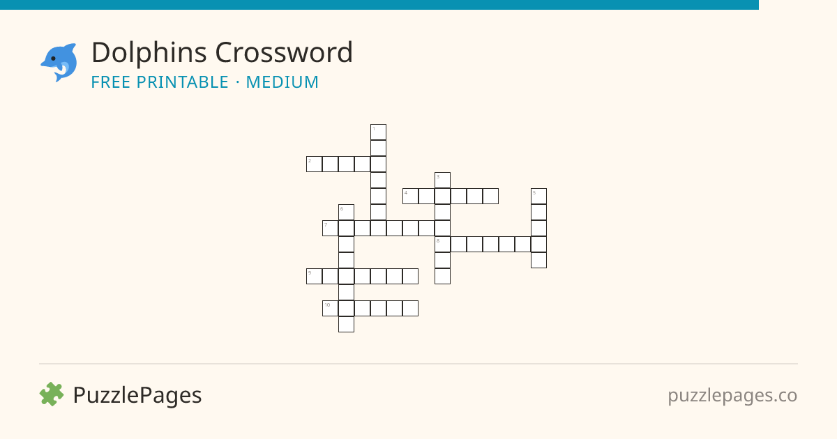 Dolphins Medium printable crossword preview — free to print from PuzzlePages