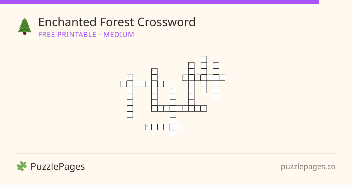 Enchanted Forest Medium printable crossword preview — free to print from PuzzlePages