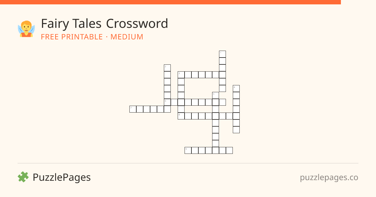 Fairy Tales Medium printable crossword preview — free to print from PuzzlePages