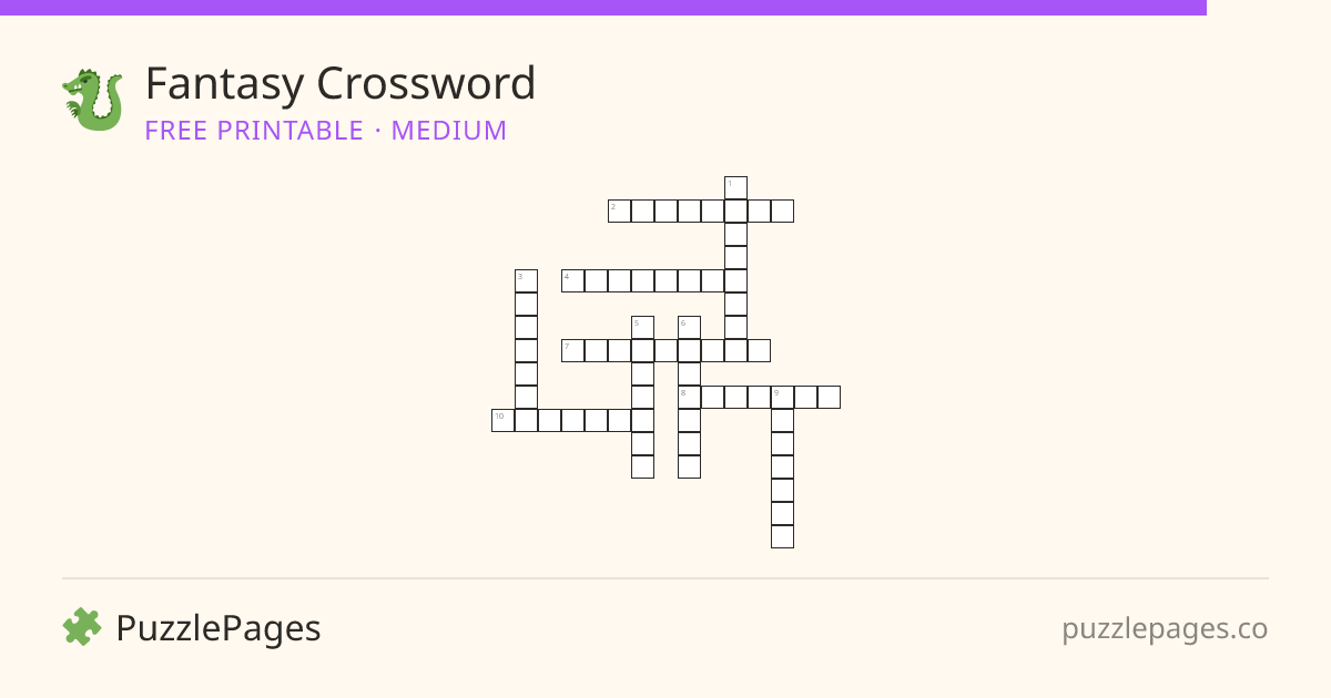 Fantasy Medium printable crossword preview — free to print from PuzzlePages