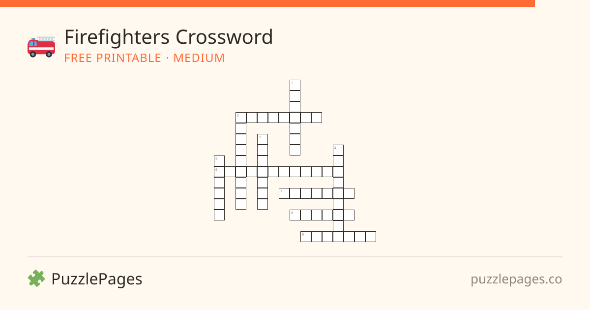 Firefighters Medium printable crossword preview — free to print from PuzzlePages
