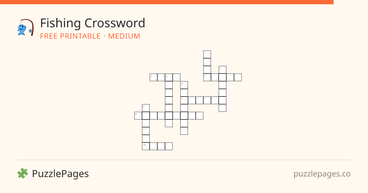 Fishing Medium printable crossword preview — free to print from PuzzlePages