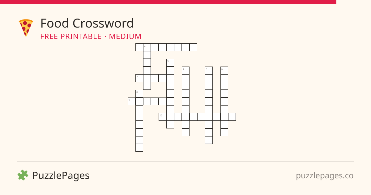 Food Medium printable crossword preview — free to print from PuzzlePages