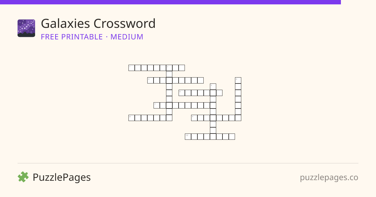 Galaxies Medium printable crossword preview — free to print from PuzzlePages