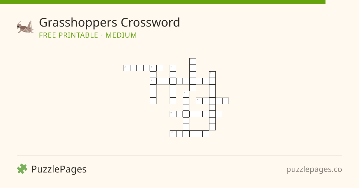 Grasshoppers Medium printable crossword preview — free to print from PuzzlePages
