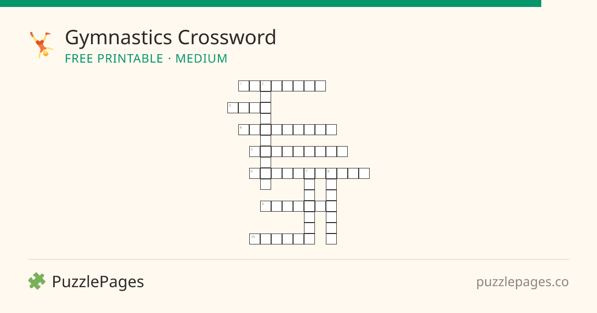 Gymnastics Medium printable crossword preview — free to print from PuzzlePages
