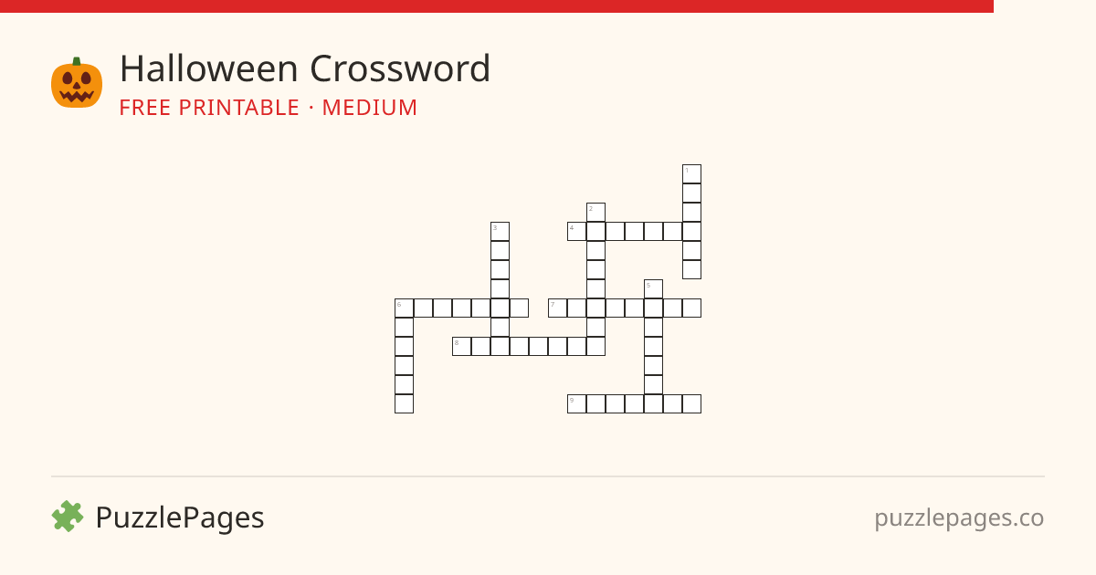 Halloween Medium printable crossword preview — free to print from PuzzlePages