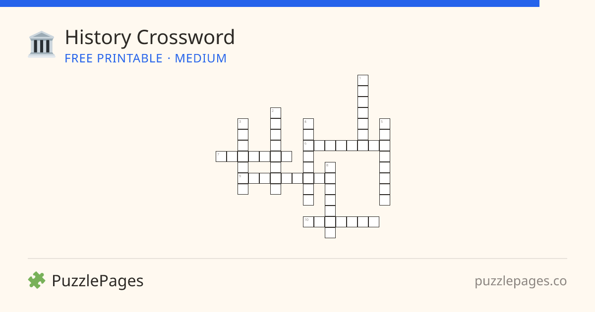 History Medium printable crossword preview — free to print from PuzzlePages