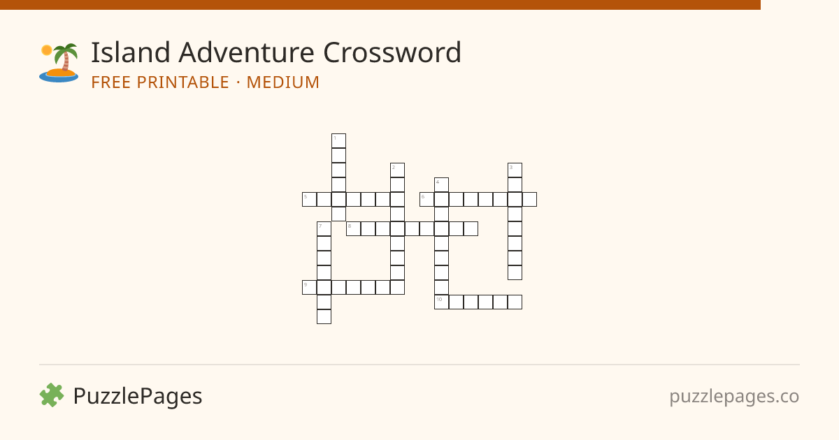 Island Adventure Medium printable crossword preview — free to print from PuzzlePages