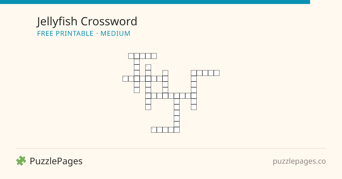 Jellyfish Medium printable crossword preview — free to print from PuzzlePages
