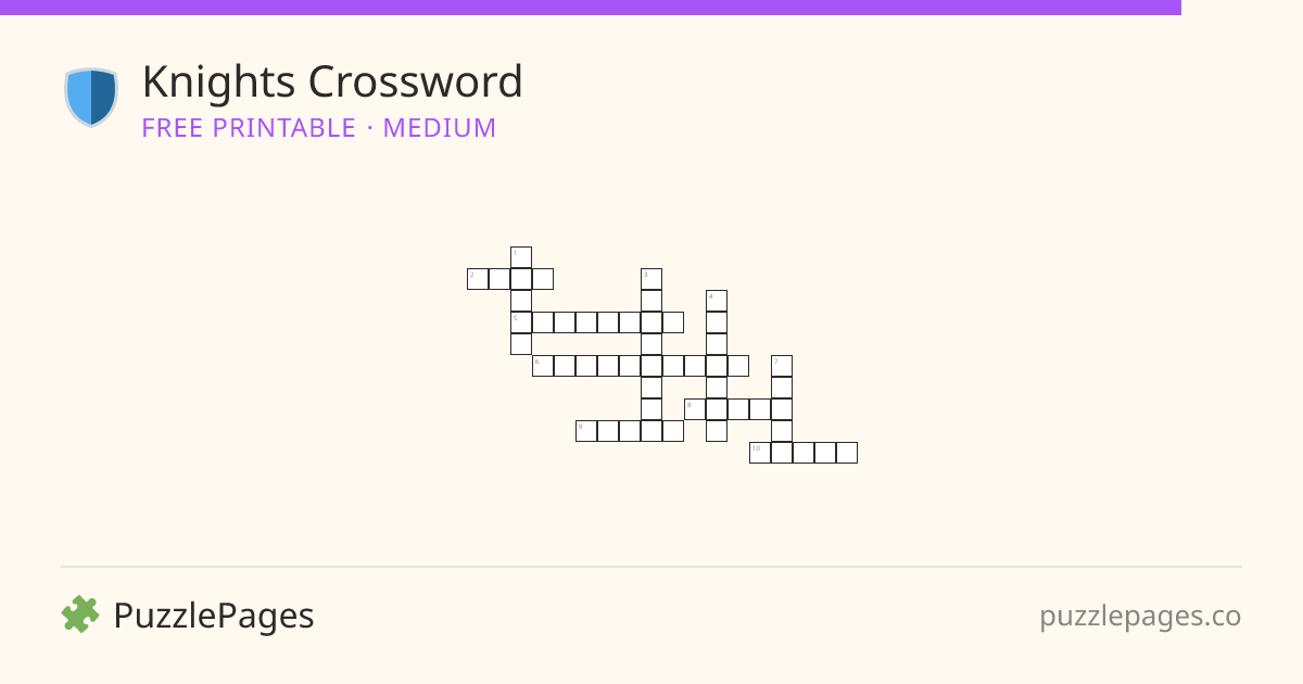 Knights Medium printable crossword preview — free to print from PuzzlePages
