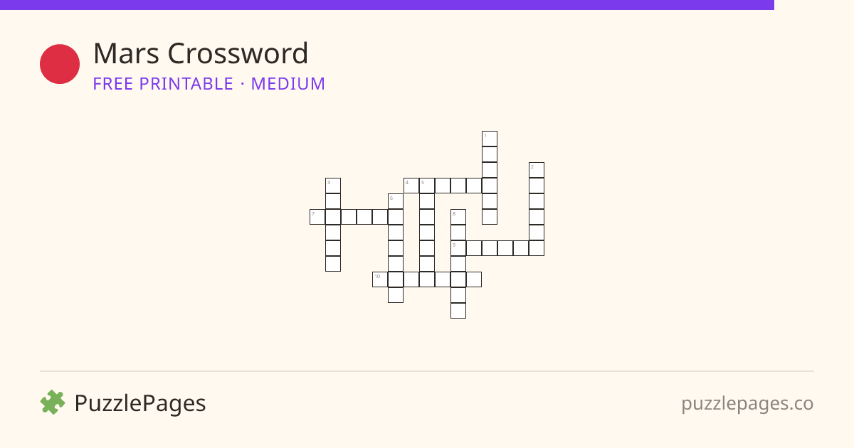 Mars Medium printable crossword preview — free to print from PuzzlePages
