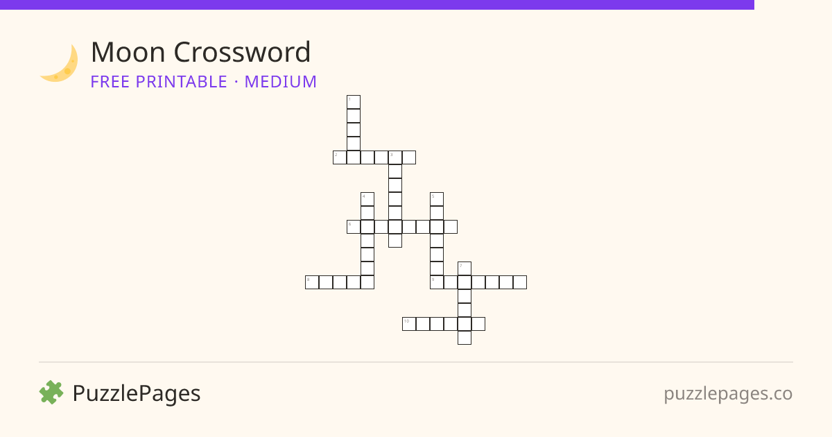 Moon Medium printable crossword preview — free to print from PuzzlePages
